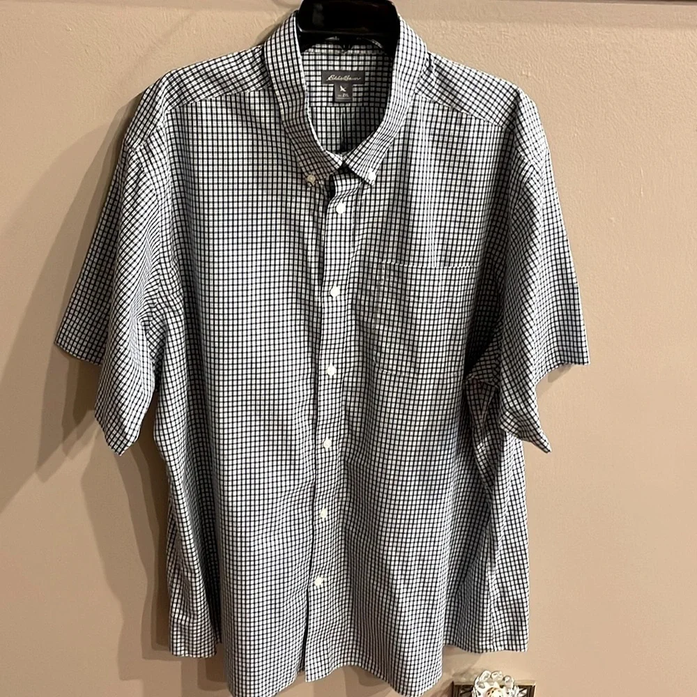 Eddie Bauer NWOT men’s wrinkle free RELAXED fit button down plaid shirt 2XL